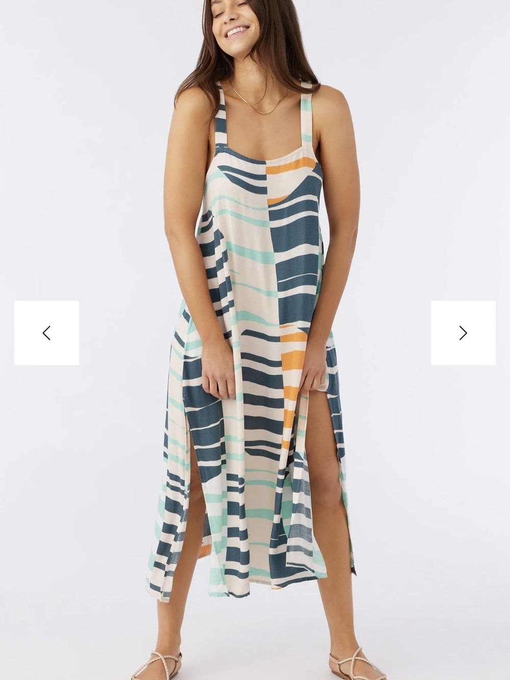 O'Neill Striped Miranda Dress in Teal, Cream & Mint